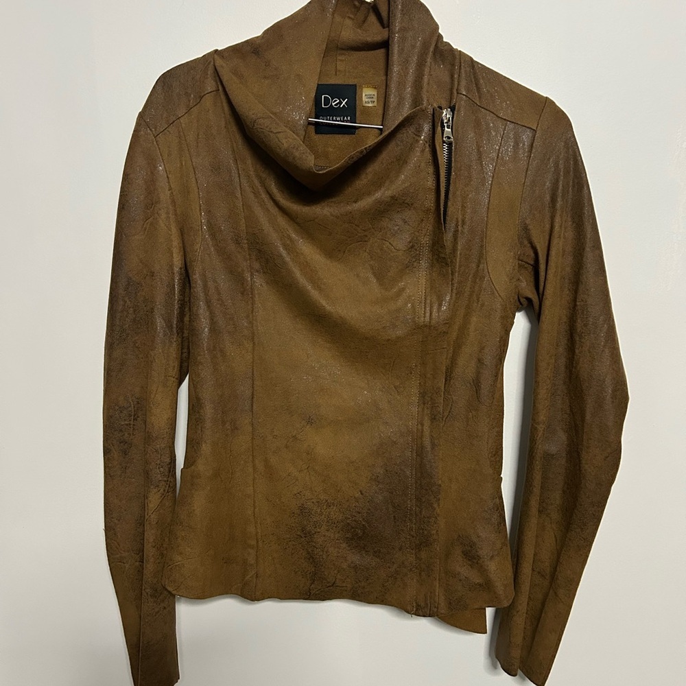 Dex Women's Tan Faux Suede Leather Jacket